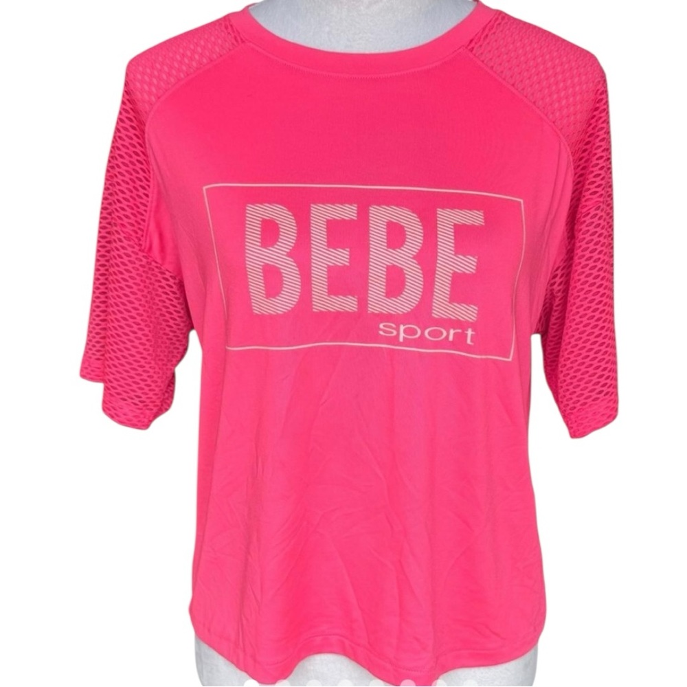 BEBE SPORT Hot Pink workout dri fit Short and net sleeves